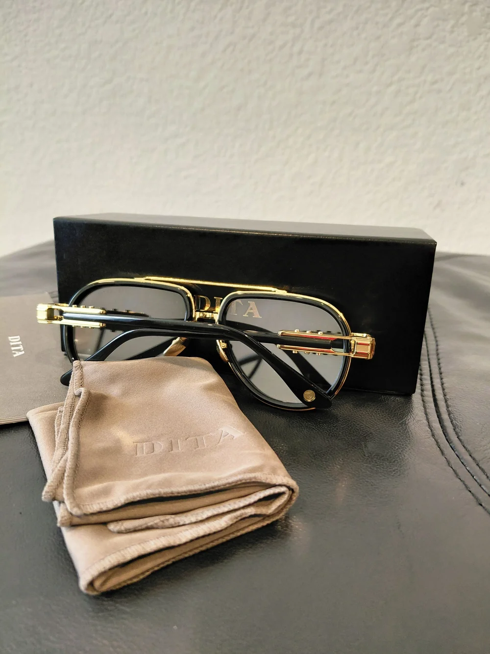DITA DTS441 Vastik Beta-Titanium Framed Black/Gold Aviator Clear Lens Eyeglasses